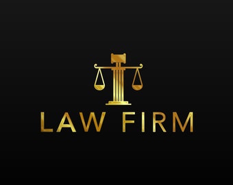 Law Firm Scales Gold Logo Design de modèle de logo sur mesure : logo d'entreprise, image de marque de l'entreprise, identité de marque sur mesure, logo du cabinet d'avocats