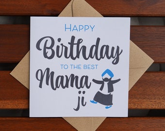 Happy Birthday to the best Mamaji... Punjabi Birthday Collection: Illustration Card, Greeting Card, Desi Birthday Card, Punjabi Card