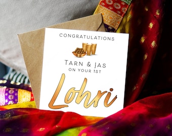 Congratulations on your 1st Lohri Ladoos & Lassi... Punjabi Lohri Collection: Illustration Card, Punjabi Greeting Card, Punjabi Lohri Card