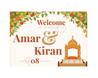 DIGITAL ONLY Anand Karaj: Wedding Welcome Board. PERSONALISED. Sikh wedding print.