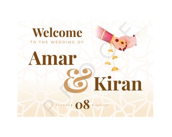 DIGITAL ONLY Anand Karaj: Wedding Welcome Board. PERSONALISED. Sikh wedding print.