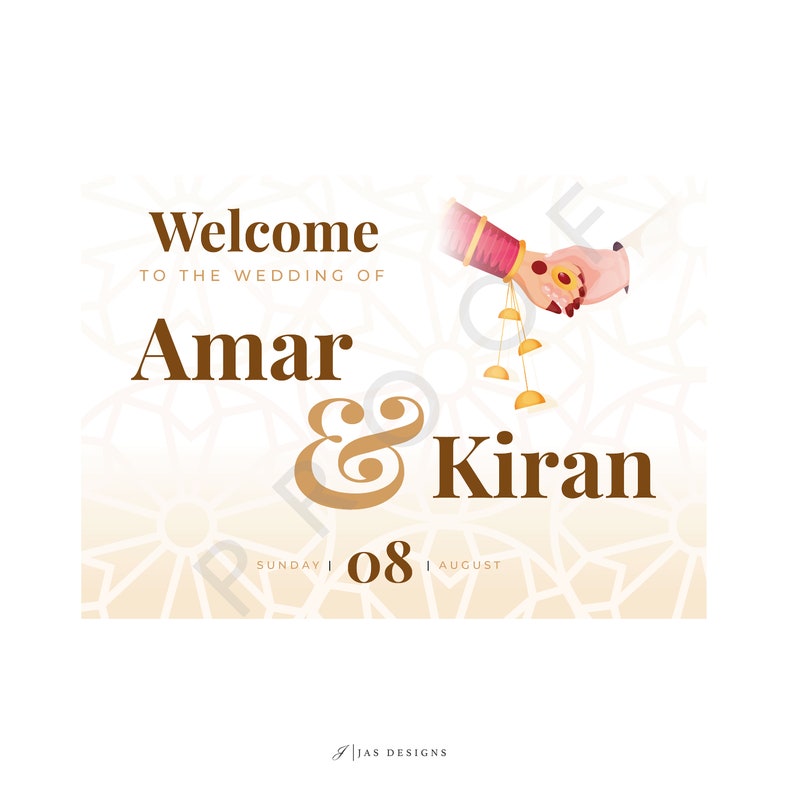 DIGITAL ONLY Anand Karaj: Wedding Welcome Board. PERSONALISED. Sikh wedding print. image 1