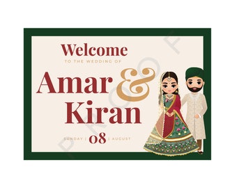 NUR DIGITAL Anand Karaj: Willkommenstafel zur Hochzeit. PERSONALISIERT. Sikh Hochzeitsprint.