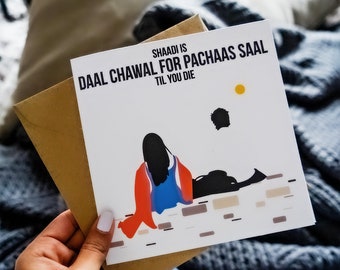 Shaadi is Daal Chawal... Yeh Jawaani Hai Deewani. Bollywood Collection: Illustration Card, Greeting Card, Desi Music Card, Bollywood Card