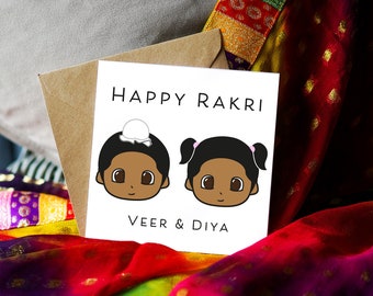 Happy Rakri PERSONALISED... Brother Sister. Singh Rakhri Collection: Illustration Card, Greeting Card, Rakhri Card, Brother Sister Card