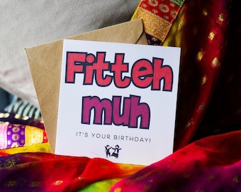 Fitteh Muh... Punjabi Birthday Collection: Illustration Card, Punjabi Birthday Greeting Card, Desi Birthday Card, Punjabi Card