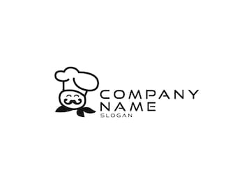 Chef Simple Outline Cook Logo & Strap-line Bespoke Logo Template Design: Business Logo, Company Branding, Bespoke Brand Identity