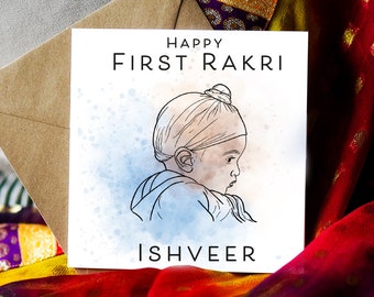 Happy Rakri PERSONALISED... Brother Cute Singh. Singh Rakhri Collection: Illustration Card, Greeting Card, Rakhri Card, Brother Sister Card