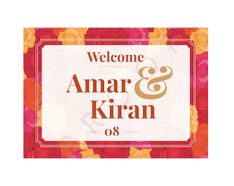 DIGITAL ONLY Anand Karaj: Wedding Welcome Board. PERSONALISED. Sikh wedding print.