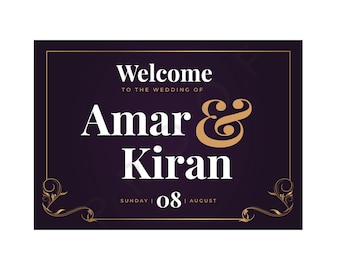 DIGITAL ONLY Anand Karaj: Wedding Welcome Board. PERSONALISED. Sikh wedding print.