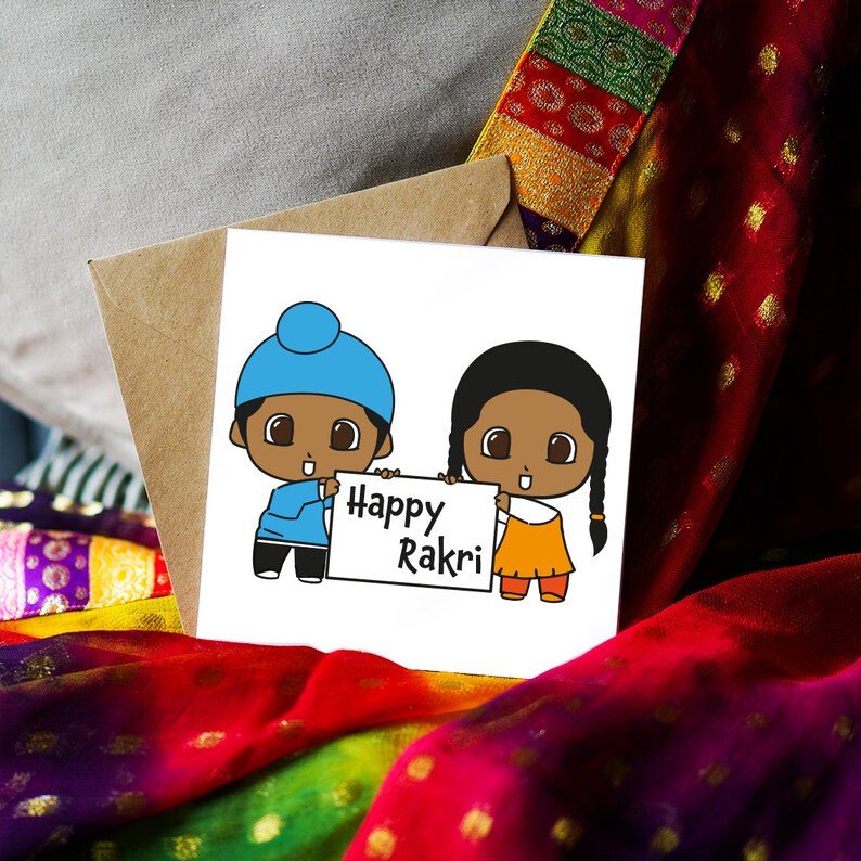 Happy Rakri... Brother and Sister. Singh Rakhri Collection: Illustration Card, Greeting Card, Rakhri Card, Brother Sister Card image 1