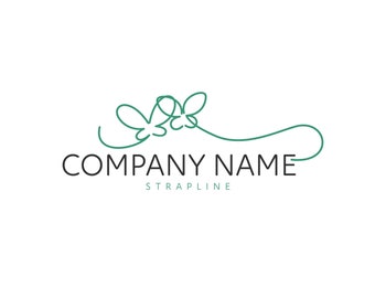 Flow Butterfly Script Simple Personalised Company Logo Template Design DIGITAL FILE ONLY
