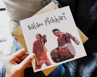 Balam Pichkari... Yeh Jawaani Hai Deewani. Bollywood Poster Collection: Illustration Card, Greeting Card, Desi Music Card, Bollywood Card