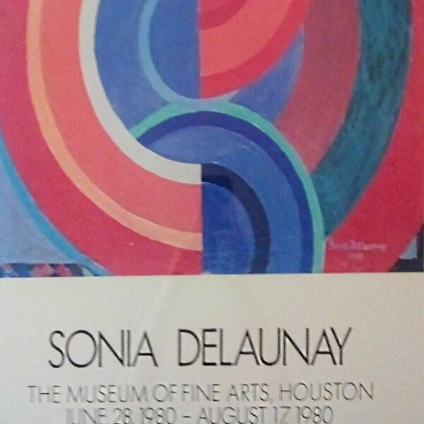 Sonia Delaunay 1980 Houston Museum of Fine Arts Exhibition Framed Poster of her 1938 Painting Titled "Composition"