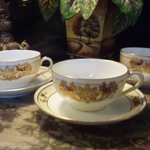 Vintage Set of Three Noritake Tea Cup and Saucer