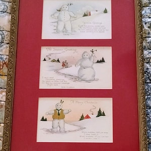 Cartes postales anciennes de Noël des années 1920 encadrées