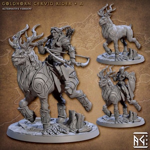 Goldhorn Cervid Riders - Artisan Guild - High Resolution Minis