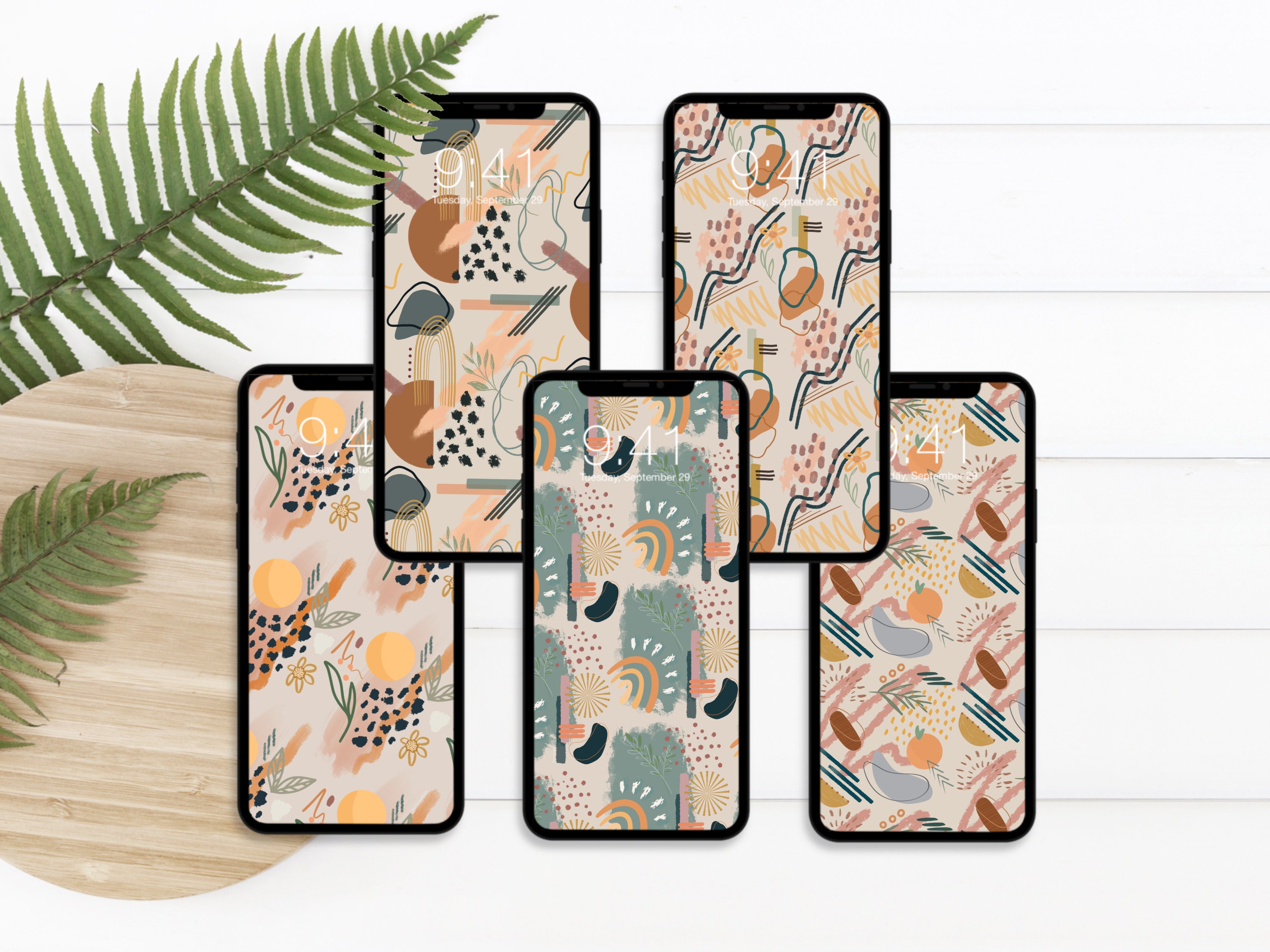 Modern Boho Phone Wallpaper Bundle | Etsy