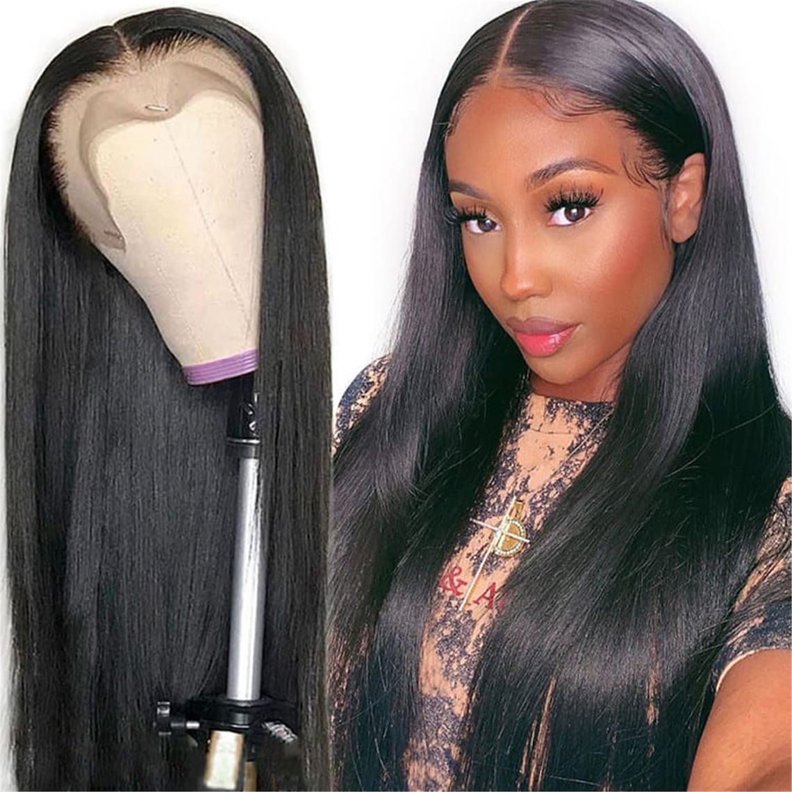Straight Human Hair Wigs Hair 30 Inch Lace Front Wig Short Bob Etsy