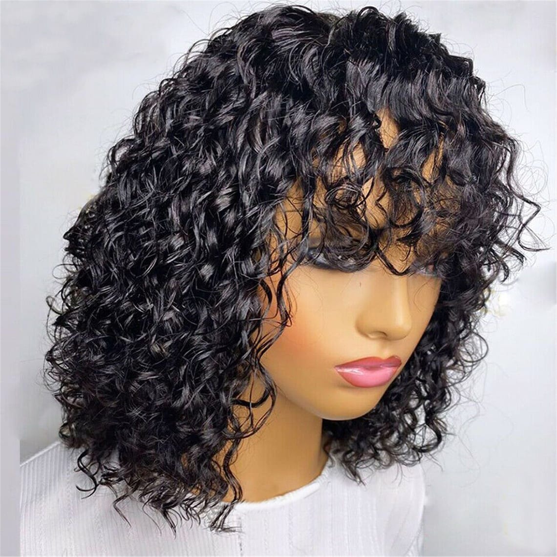Pelucas de pelo humano rizado corto Pelucas de Bob con Etsy
