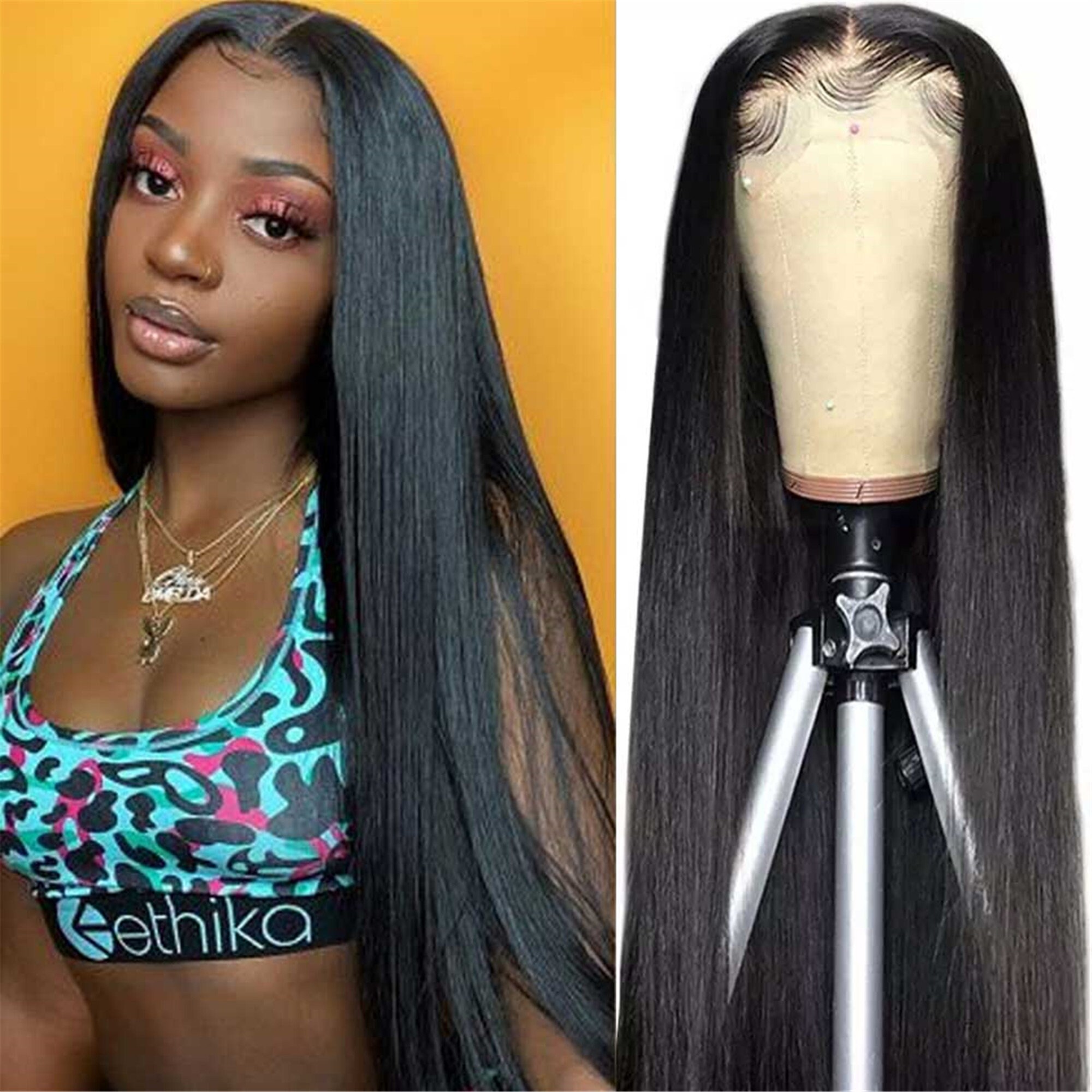 Transparent Lace Front Human Hair Wigs Bone Straight Human Etsy