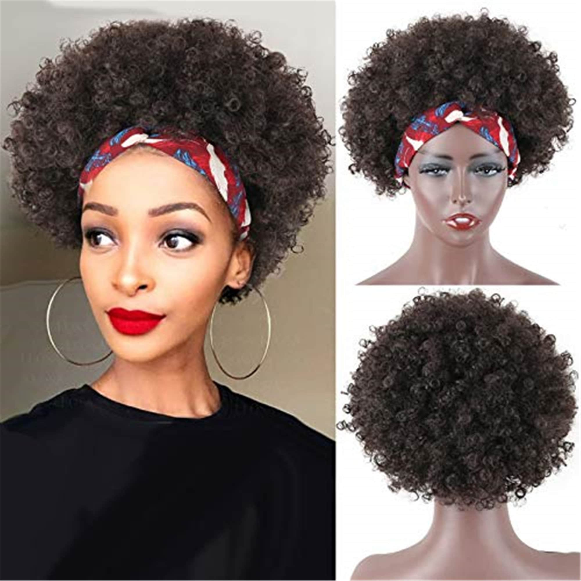 Afro Headband Wig Short Kinky Curly Wigs For Black Women Etsy 