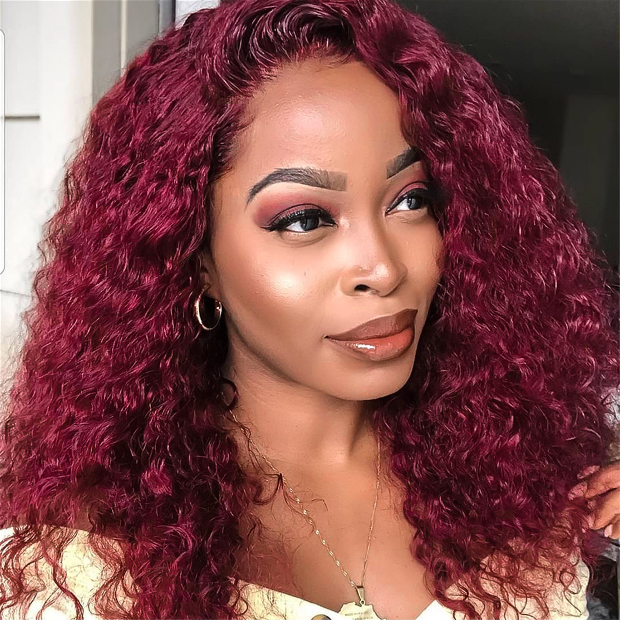 99J Lace Front Wig Curly Bob Wig T Part Human Hair Wigs Deep Etsy