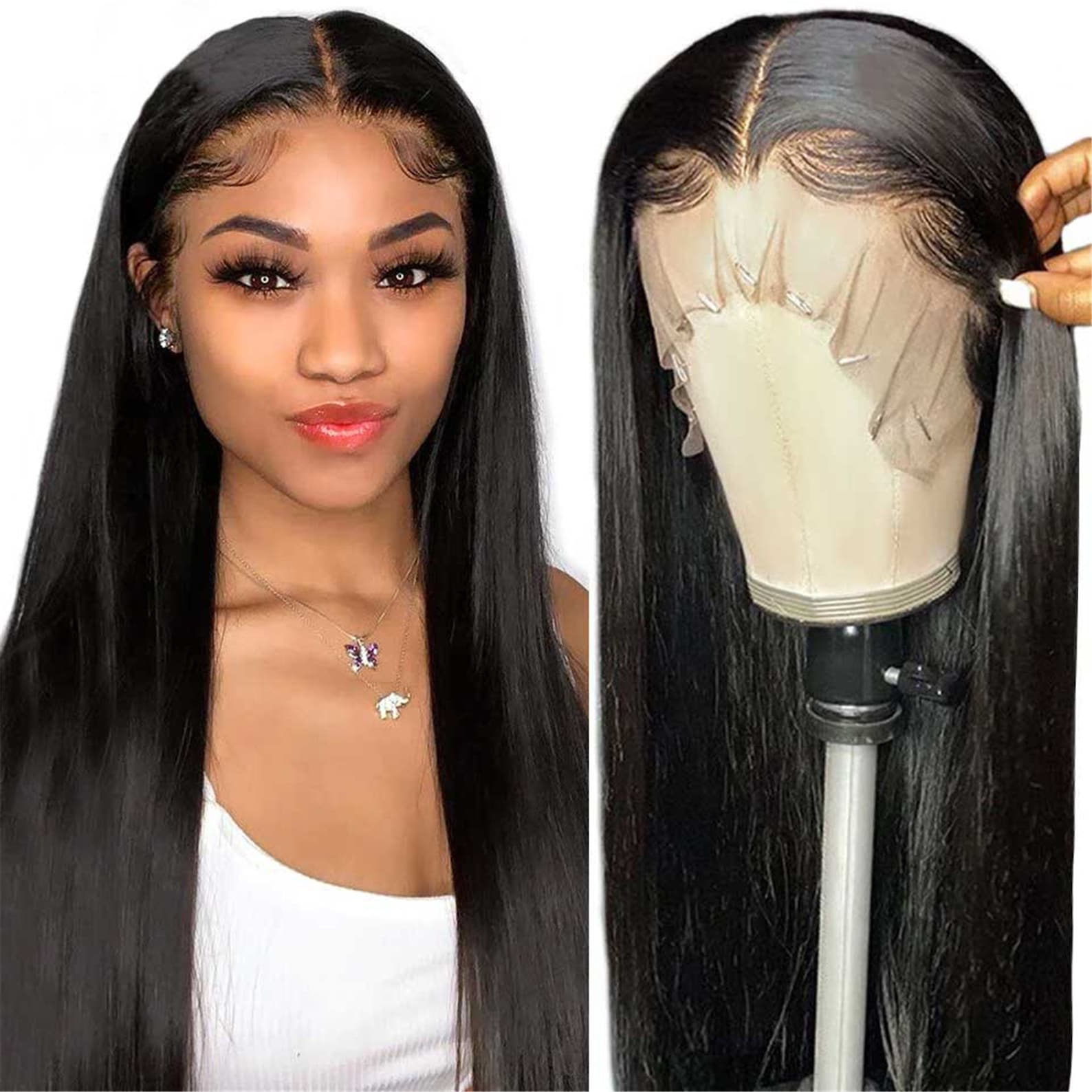 13X4 Hd Lace Frontal Wig Straight Lace Front Wig Transparent Etsy