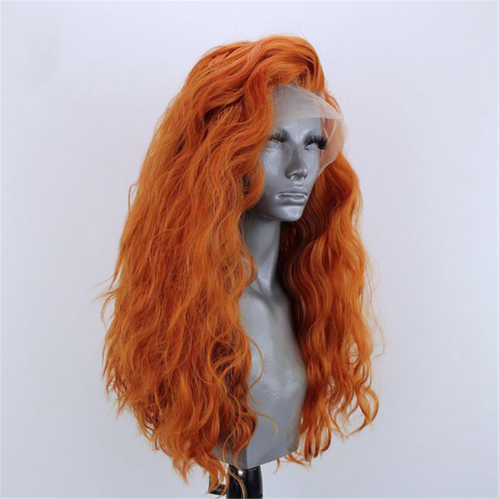 Deep Wave Ginger Wig Synthetic Lace Front Wig Glueless Heat Etsy