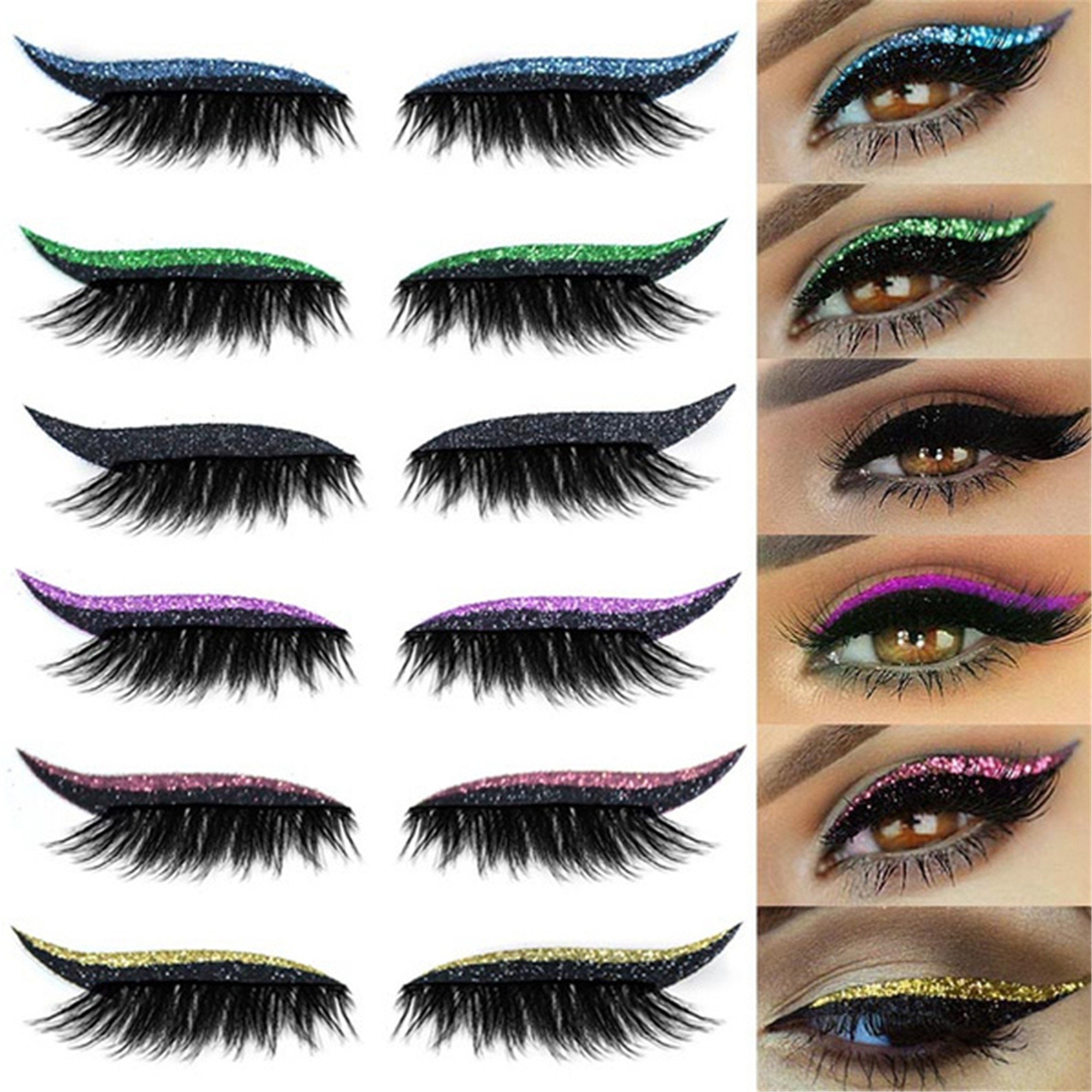 Glitter Eyeliner Eyelash Stickers Waterproof Reusable Self Etsy