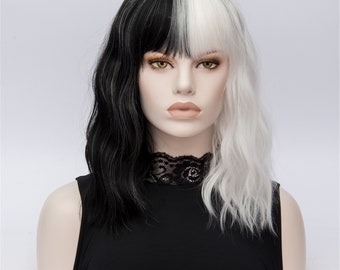 Black And White Wig Etsy Black And White Wig Etsy