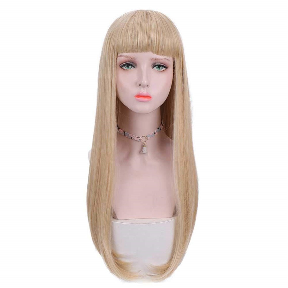 Pure white long straight hair wigs and Liu Hai synthetic Etsy