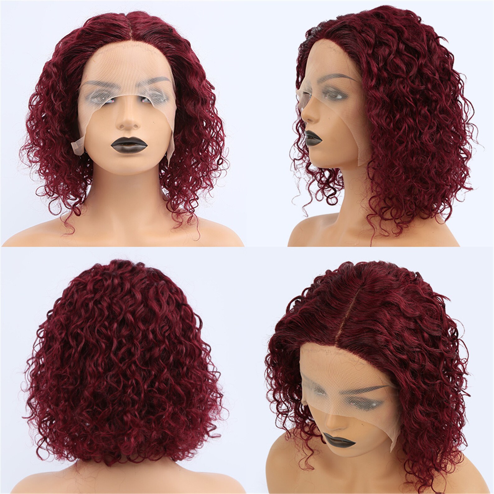 99J Lace Front Wig Curly Bob Wig T Part Human Hair Wigs Deep Etsy