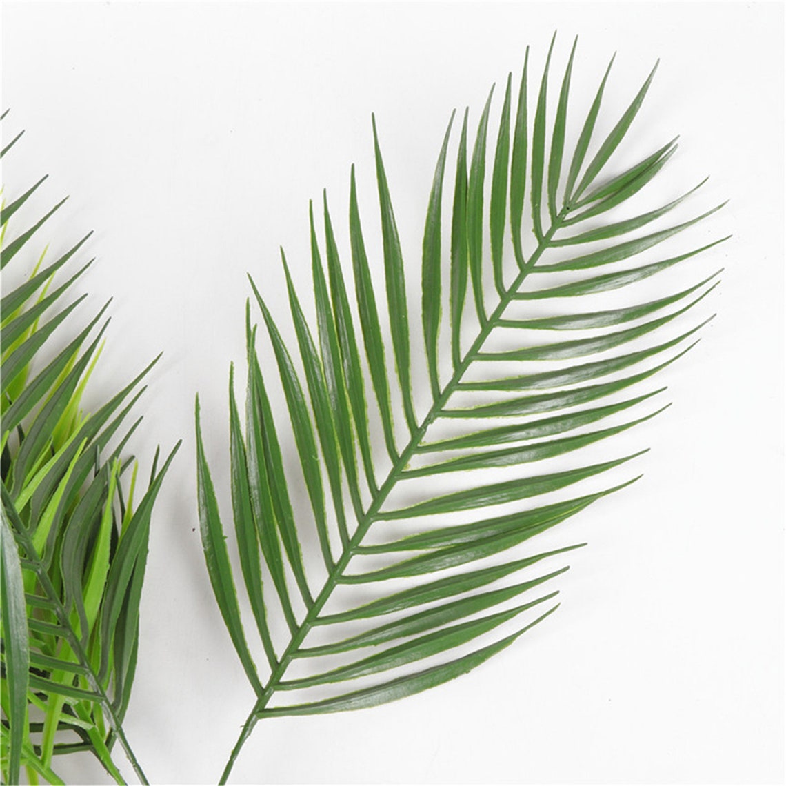 Green Artificial Palm Leaf Plastic Plants Tropical Tree Branch Etsy