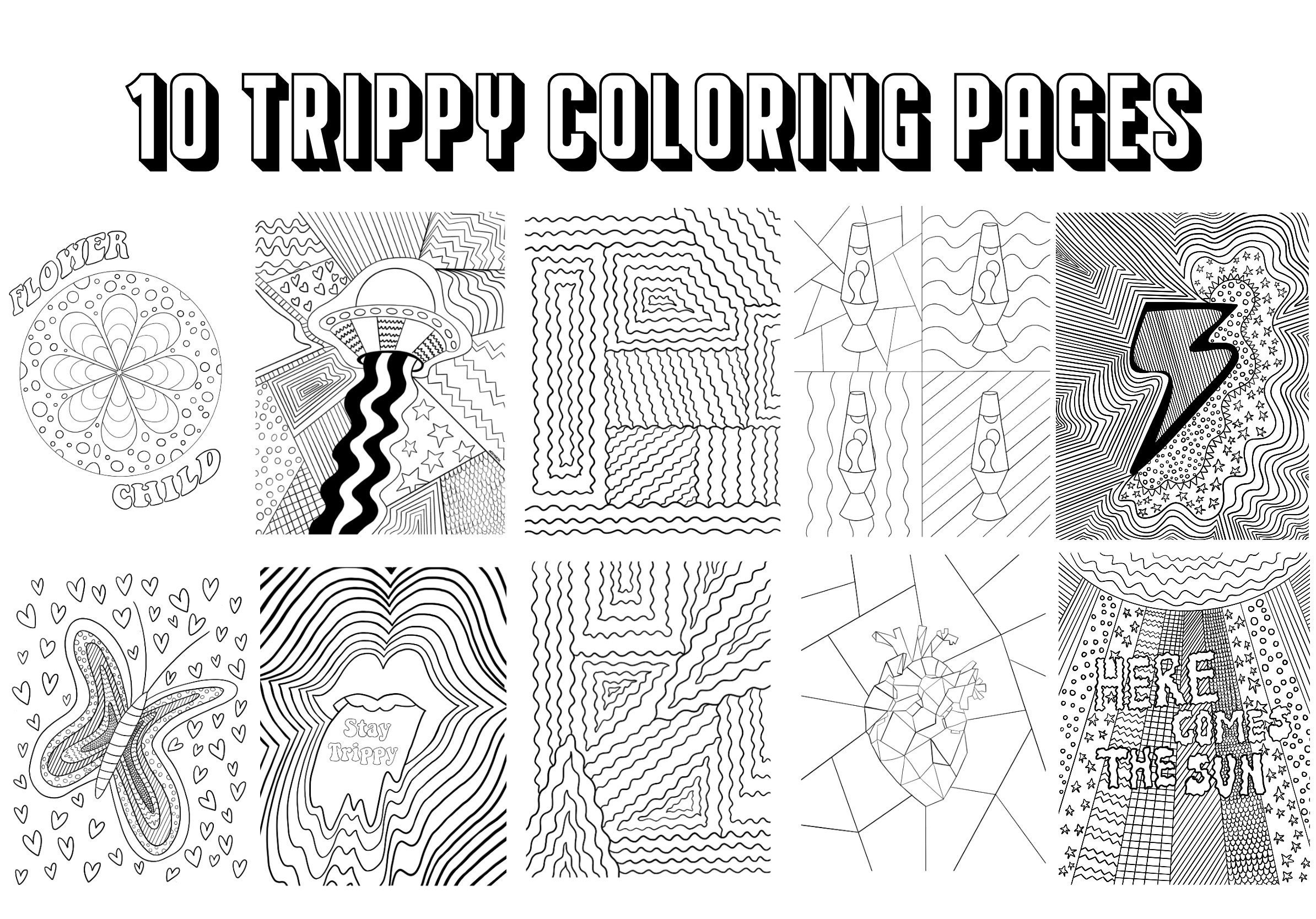 Trippy Coloring Pages / Trippy Art / Adult Coloring Pages | Etsy