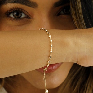 10k Solid Gold Ball Bracelet, Real Gold Ball Bracelet, Minimalist Gold Bracelet, Dainty Gold Bracelet, Solid Gold Stacking Bracelet