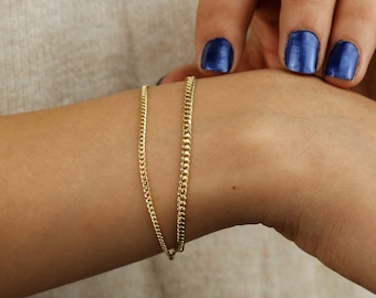 10k Real Gold Curb Chain Bracelet, Dainty Everyday Gold Bracelet, Layering Gold Bracelet, Gold Chain Link Bracelet, Curb Chain Gold Bracelet