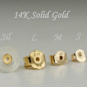 14K Solid Gold Push Back Pairs- Replacement Backing- Silicon Gold Push, Butterfly Backings- One Pair Of Earring Backs, Gold Stud Backings