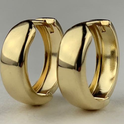 10k Solid Real Gold Chunky Simple Plain and Thick Huggie Hoop - Etsy
