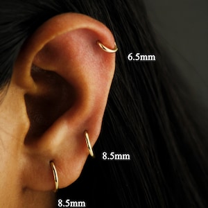 10k Solid Gold Tiny Huggie Hoop Earrings, Real Gold Mini Hoops, Thin Gold Hoops, Gold Cartilage Hoops, Helix Hoops, Small Gold Hoops