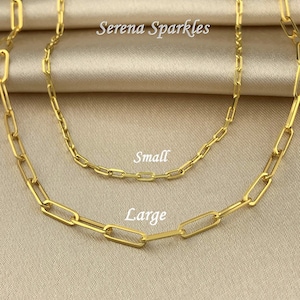 10k Solid Real Gold Paperclip Chain Necklace Made In Italy