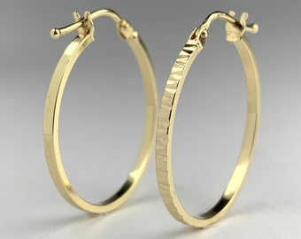 10k Solid Gold Hoop Earrings, Real Gold Hoop Earrings, Light Weight Minimalist Classic Gold Hoops