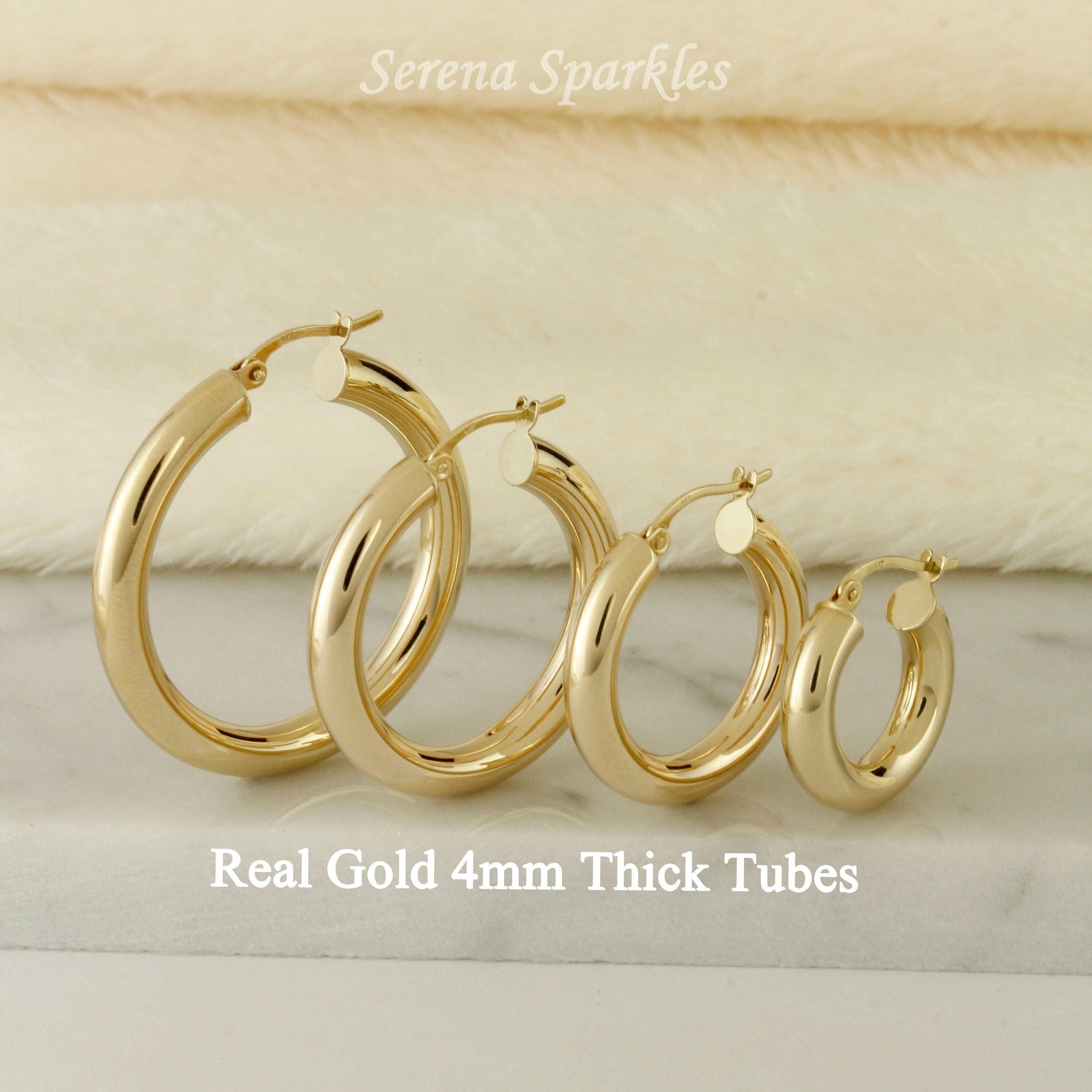 あい　Classic Hoops Thick Small Gold あい Classic Hoops Thick Small Gold 14k Gold Round Hoop