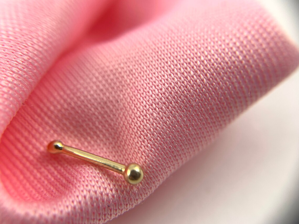 14k Solid Gold Ball Nose Stud Nose Pin Ball Nose Pin Etsy