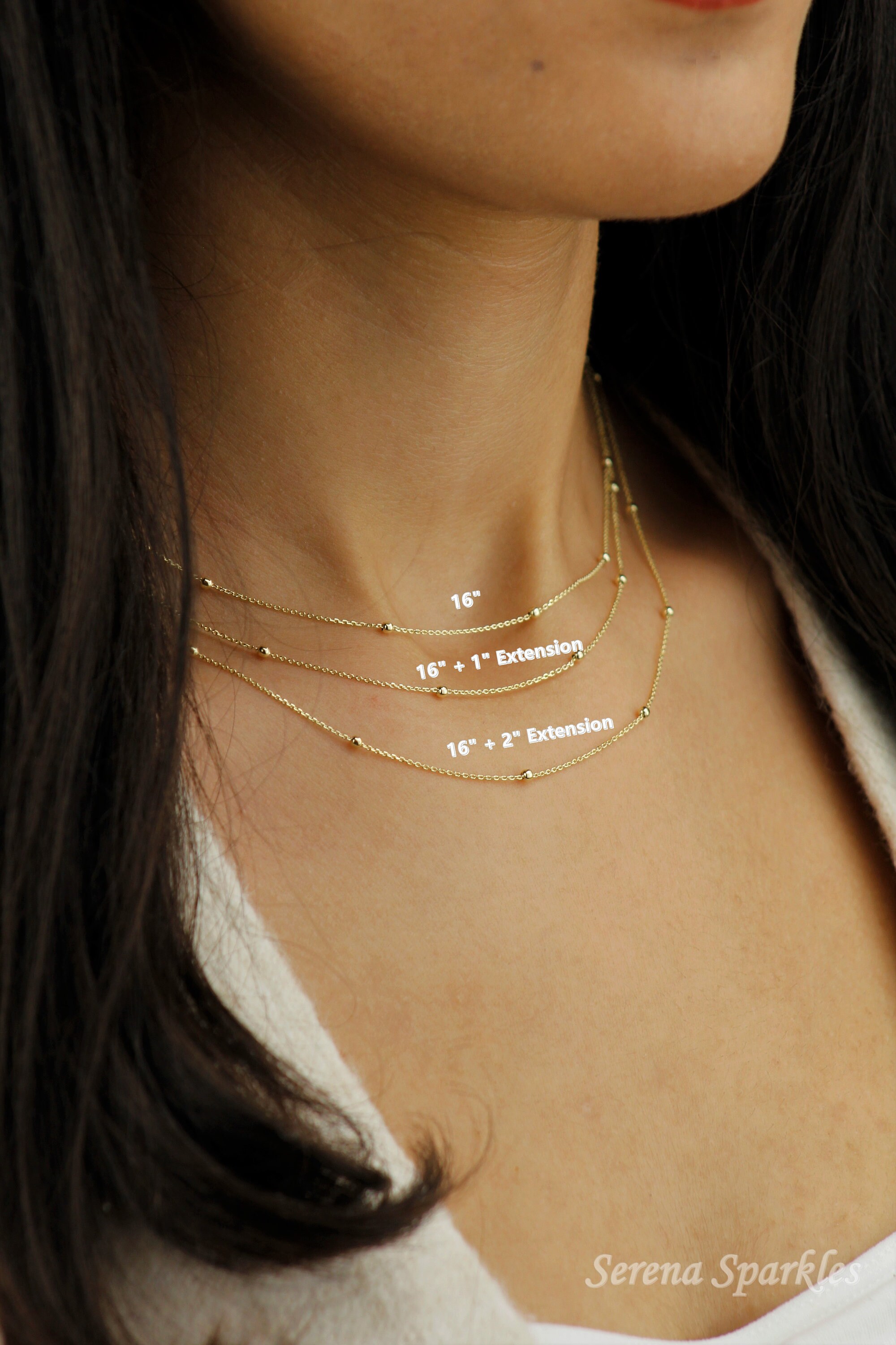 10k Solid Gold Beaded Ball Chain Necklace, Minimalist Ball