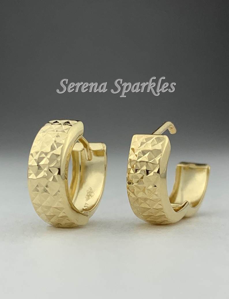 10k Solid Gold Huggie Earrings Chunky Gold Huggies Real Gold Etsy