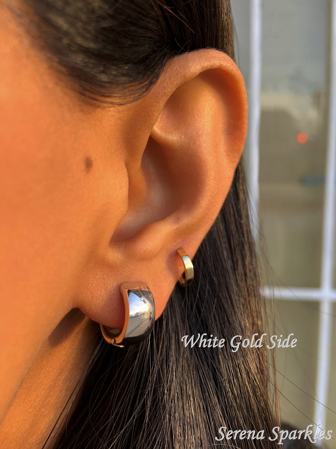 10K Solid Gold Chunky Huggie Earrings Real Gold Simple Plain Etsy