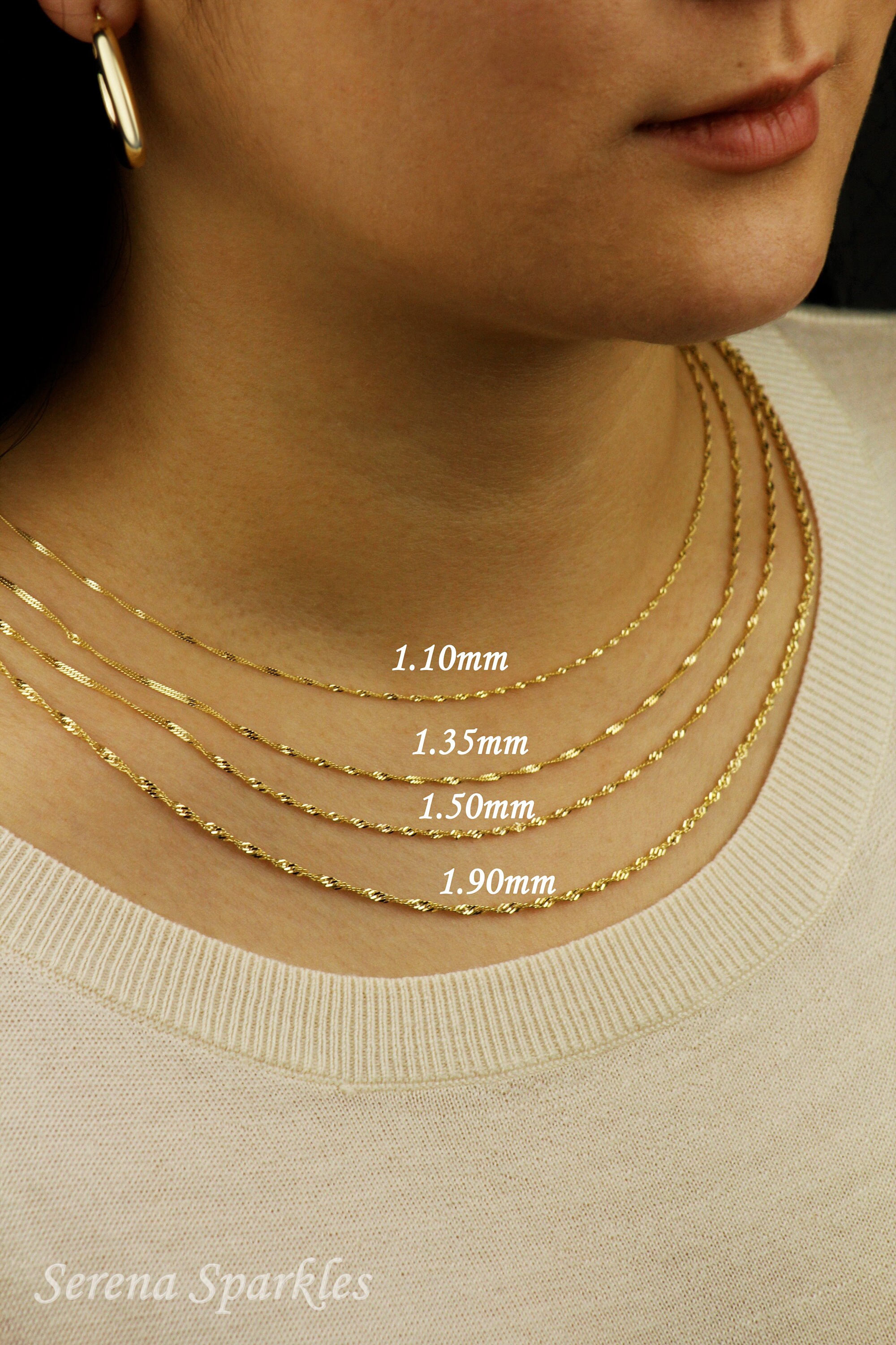 10k Solid Gold Twisted Chain Necklace Real Gold Singapore Etsy