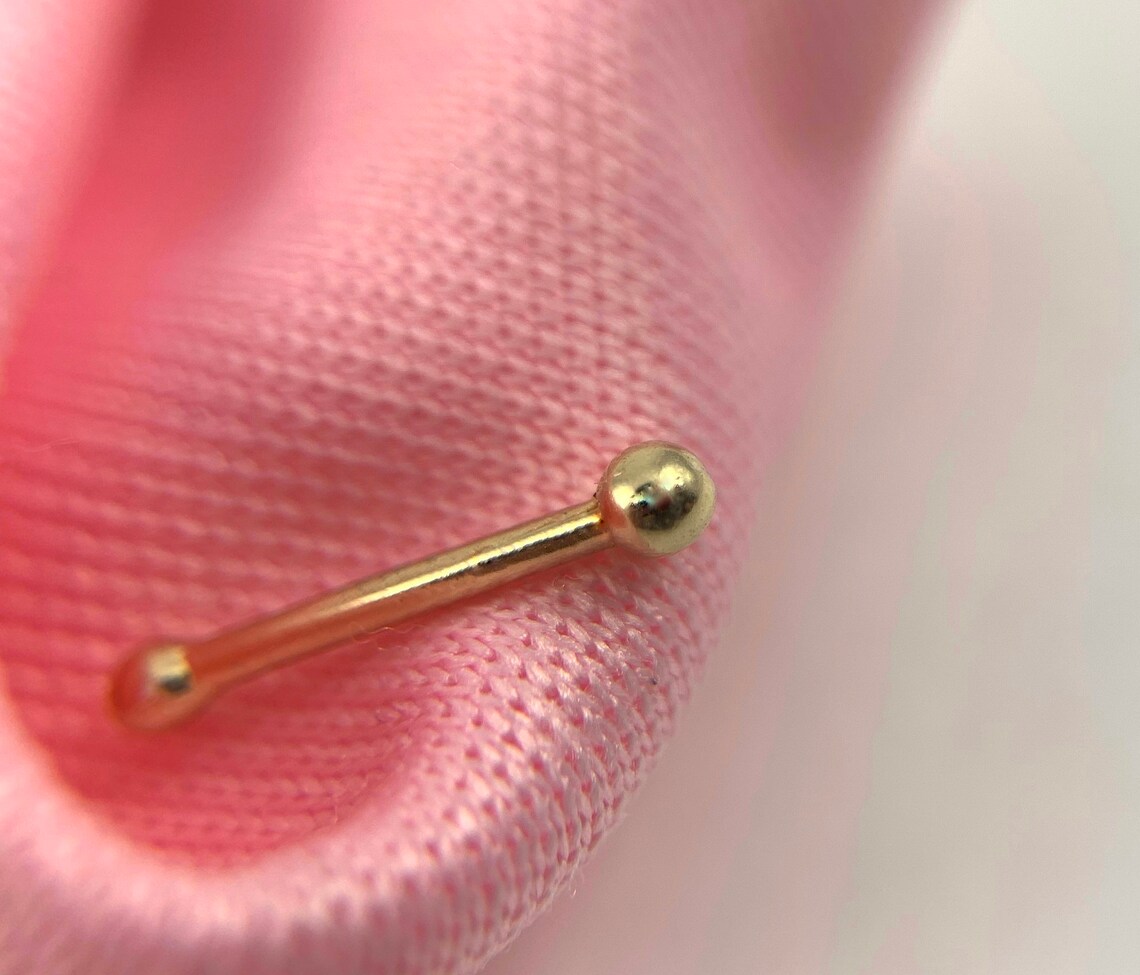 14k Solid Gold Ball Nose Stud Nose Pin Ball Nose Pin Etsy