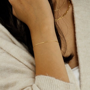 10k Solid Gold Box Chain Bracelet, Box Gold Chain Bracelet, Dainty Gold Bracelet, Layering Gold Bracelet, Stackable Gold Bracelet for Women image 5